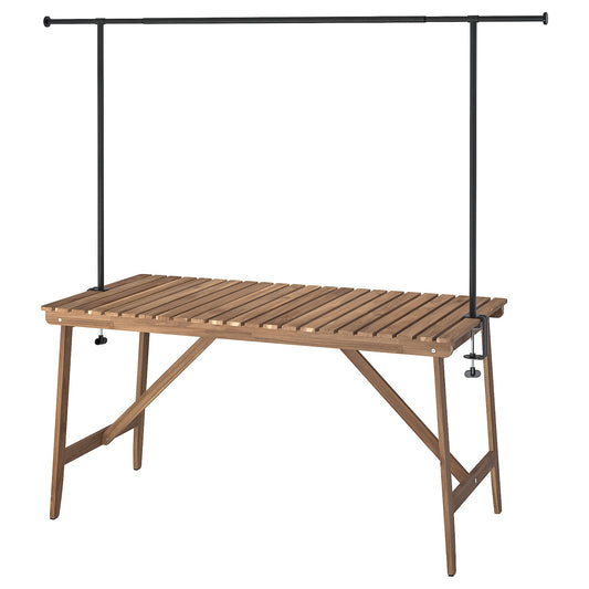 ASKHOLMEN / HELGEĂ Table with decorating rod, outdoor dark brown/black, 143 cm