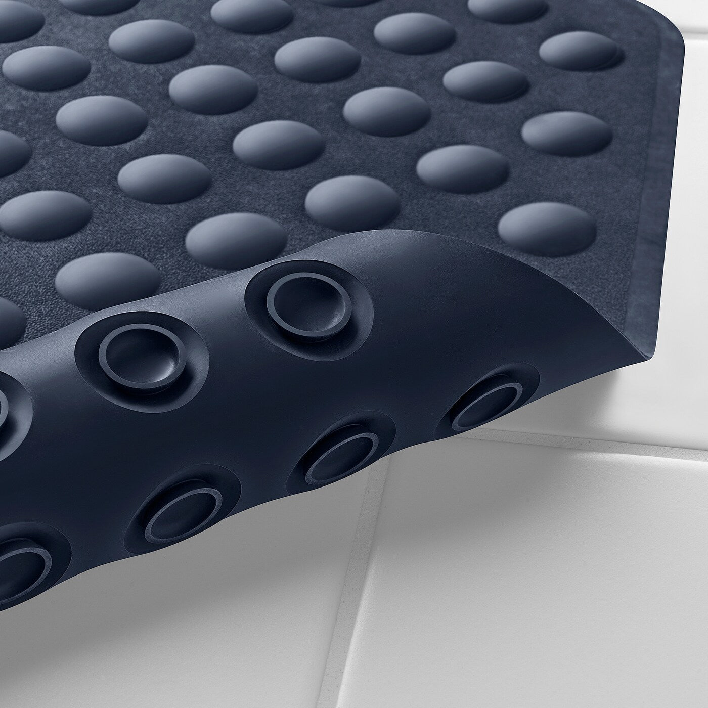 BLÅSJÖN Shower mat, dark blue, 50x50 cm