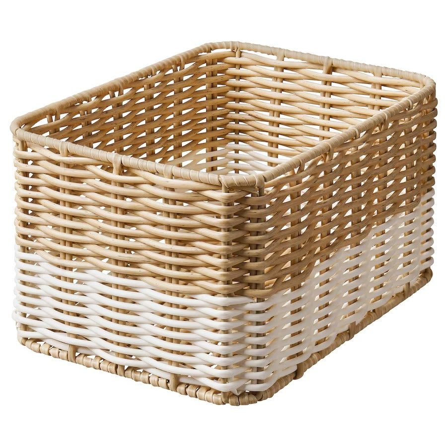 DJURTRANARE Basket beige white 18x25x14 cm Simple Lifestyle Myanmar