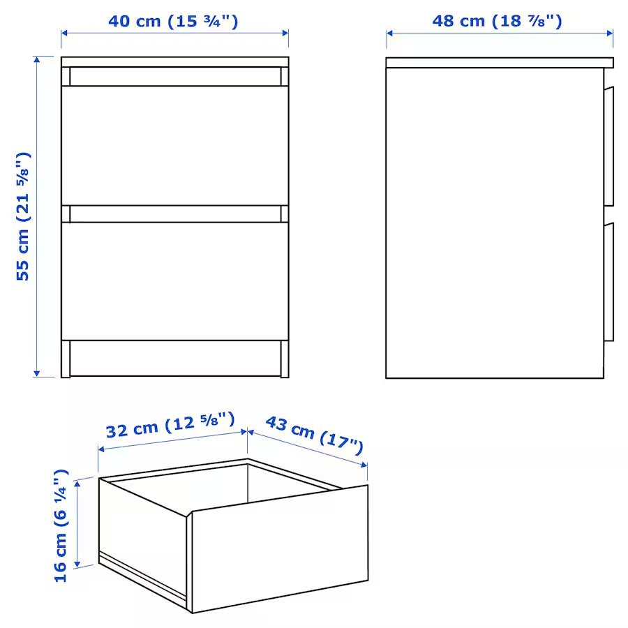 MALM Bedroom furniture, set of 4, white stained oak veneer, 180x200 cm