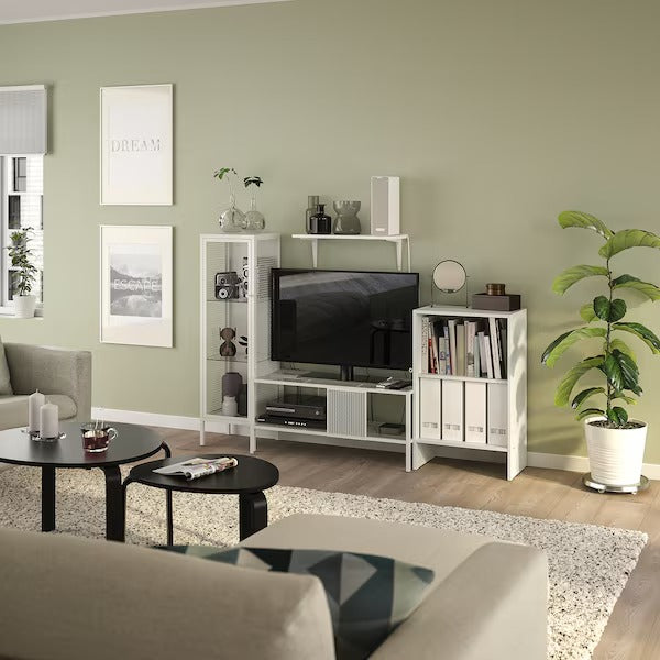 BAGGEBO TV storage combination, metal/white, 174x35x116 cm