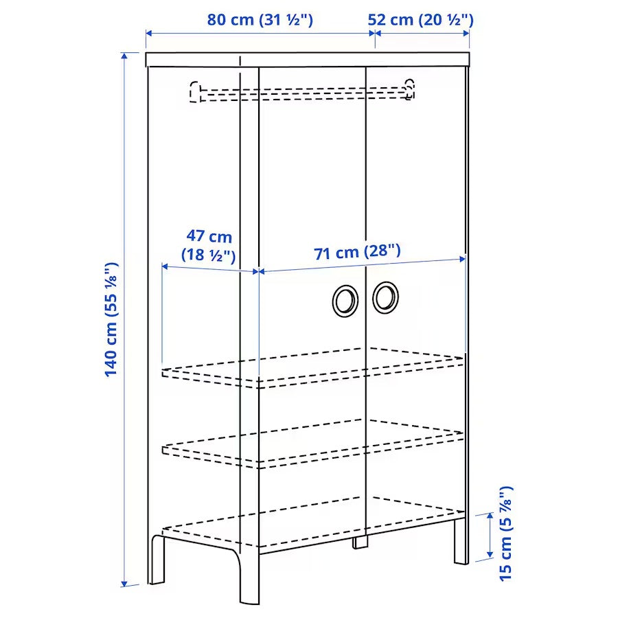 BUSUNGE Wardrobe, white, 80x140 cm