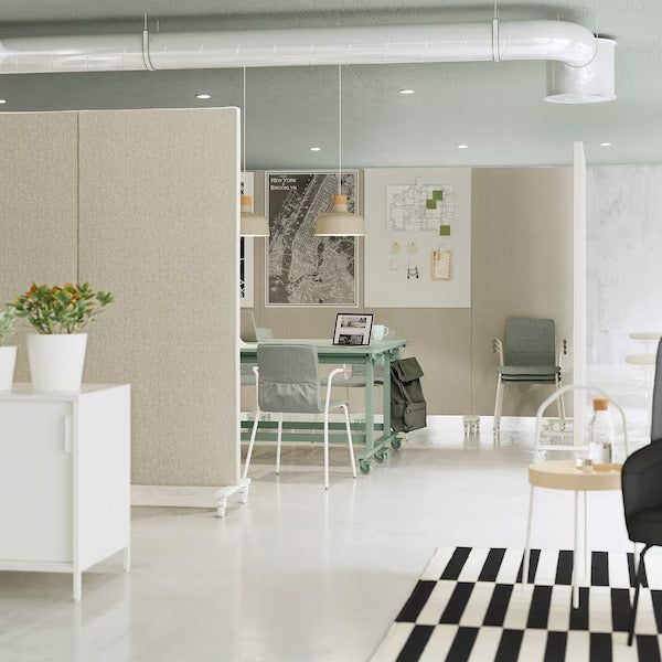 New MITTZON Frame with castors/acoustic screen, Gunnared beige/white, 85x205 cm