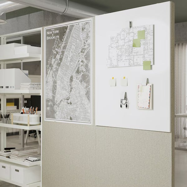 New MITTZON Frame with castors/acoustic screen, Gunnared beige/white, 85x205 cm