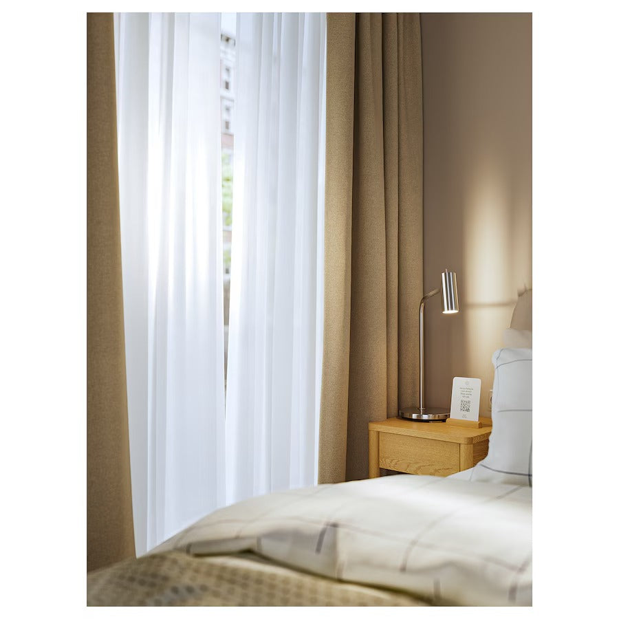 ROSENMANDEL Room darkening curtains, 1 pair, yellow-beige, 135x250 cm