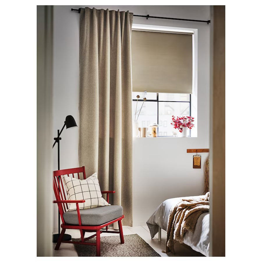 ROSENMANDEL Room darkening curtains, 1 pair, yellow-beige, 135x250 cm