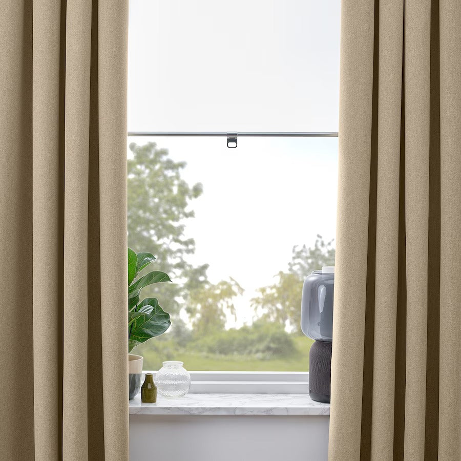 ROSENMANDEL Room darkening curtains, 1 pair, yellow-beige, 135x250 cm