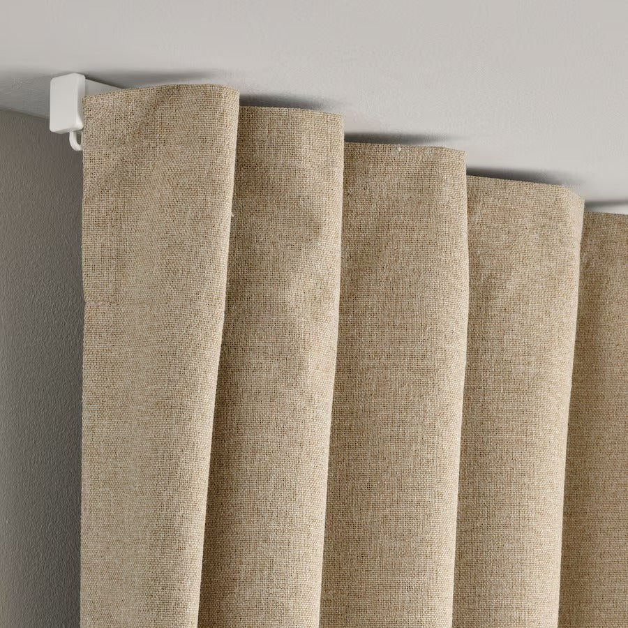 ROSENMANDEL Room darkening curtains, 1 pair, yellow-beige, 135x250 cm