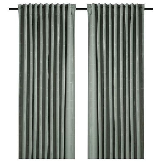 PRAKTTIDLĂSA Room darkening curtains, 1 pair, green, 145x250 cm