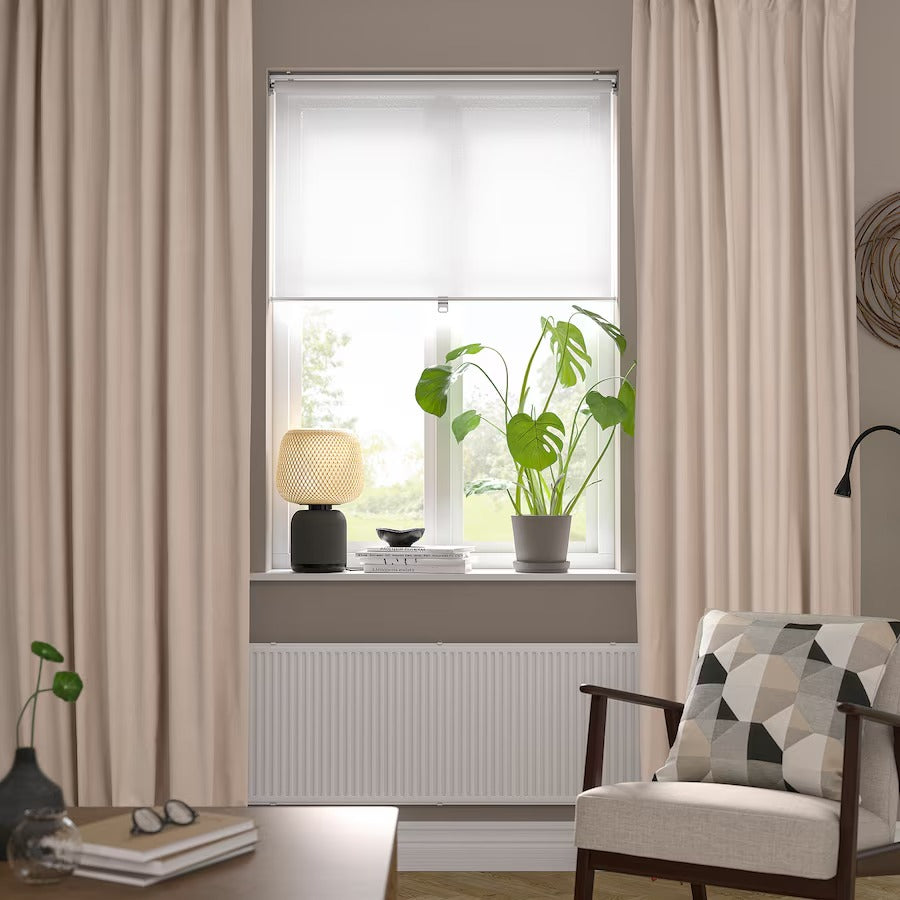 SANELA Curtains, 1 pair, light beige, 140x250 cm