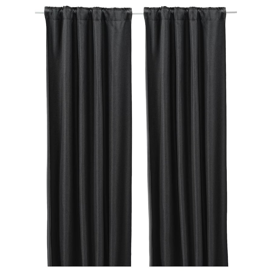 ANNAKAJSA Room darkening curtains, 1 pair, anthracite, 145x250 cm