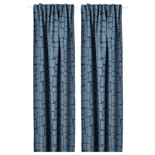 LĂNNSTĂVMAL Block-out curtains, 1 pair, blue, 145x250 cm