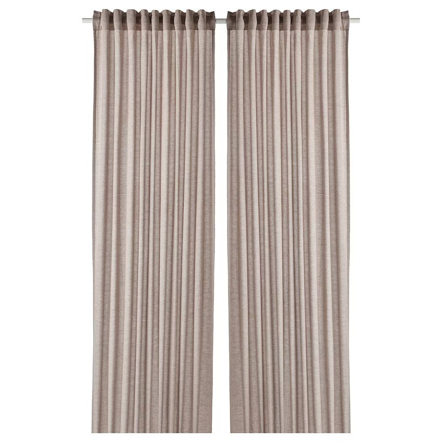 HANNALILL Curtains, 1 pair, light brown, 145x250 cm