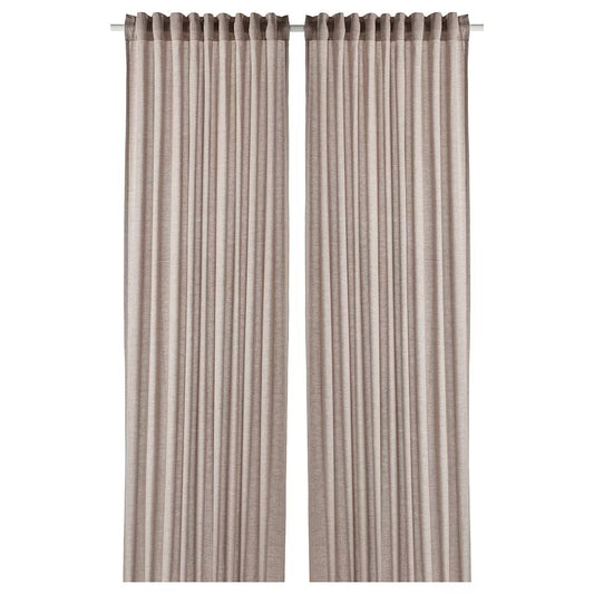 HANNALILL Curtains, 1 pair, light brown, 145x250 cm