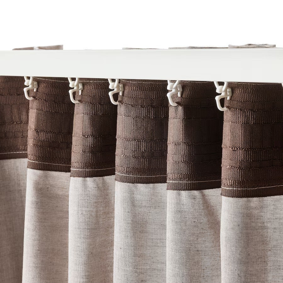 HANNALILL Curtains, 1 pair, light brown, 145x250 cm