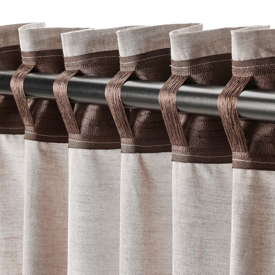 HANNALILL Curtains, 1 pair, light brown, 145x250 cm