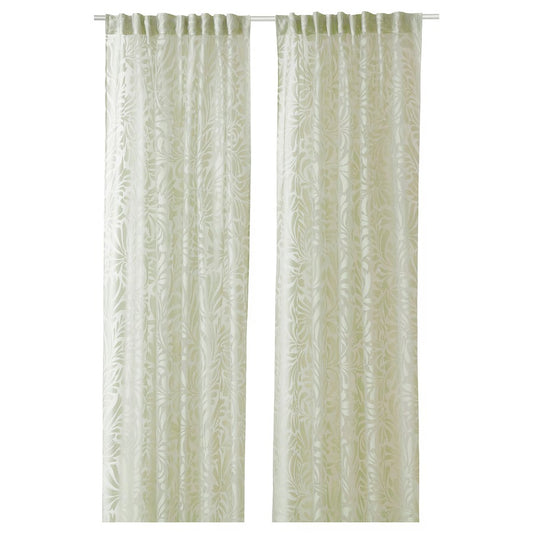 SKÄREFLY Sheer curtains, 1 pair, green, 145x250 cm