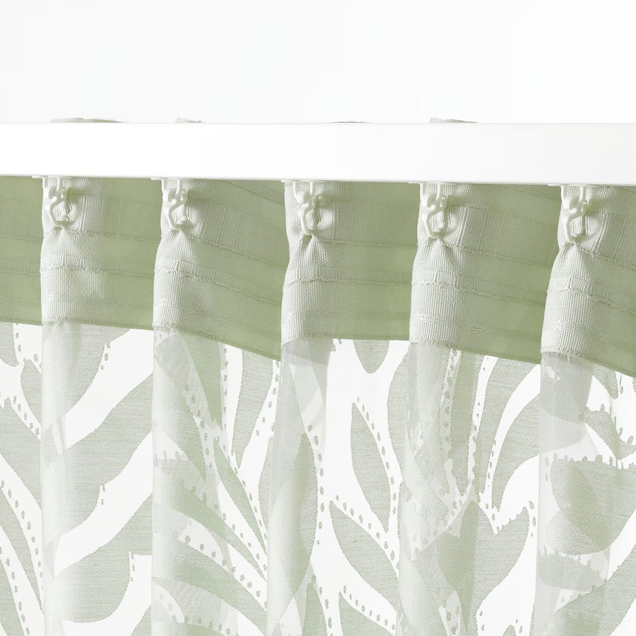 SKÄREFLY Sheer curtains, 1 pair, green, 145x250 cm