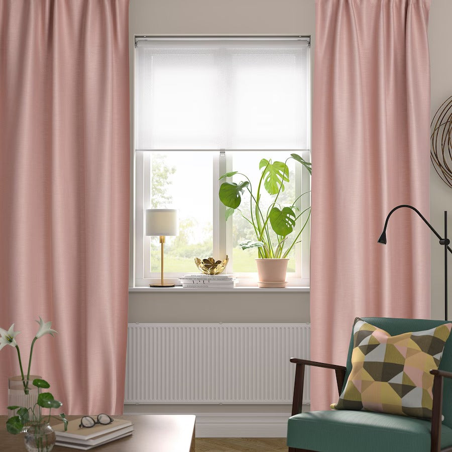 VILBORG Room darkening curtains, 1 pair, pink, 145x250 cm