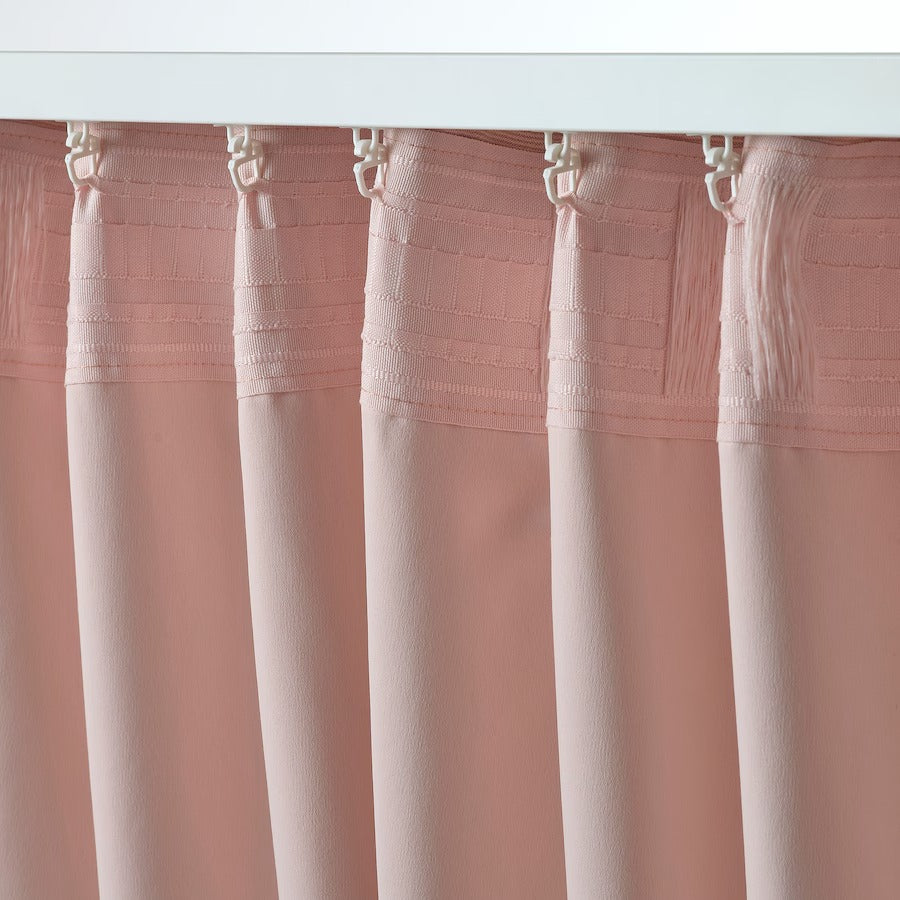 VILBORG Room darkening curtains, 1 pair, pink, 145x250 cm