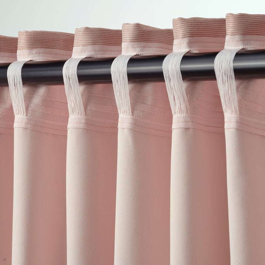 VILBORG Room darkening curtains, 1 pair, pink, 145x250 cm