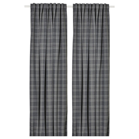HĂGGVECKMAL Room darkening curtains, 1 pair, dark grey, 145x250 cm