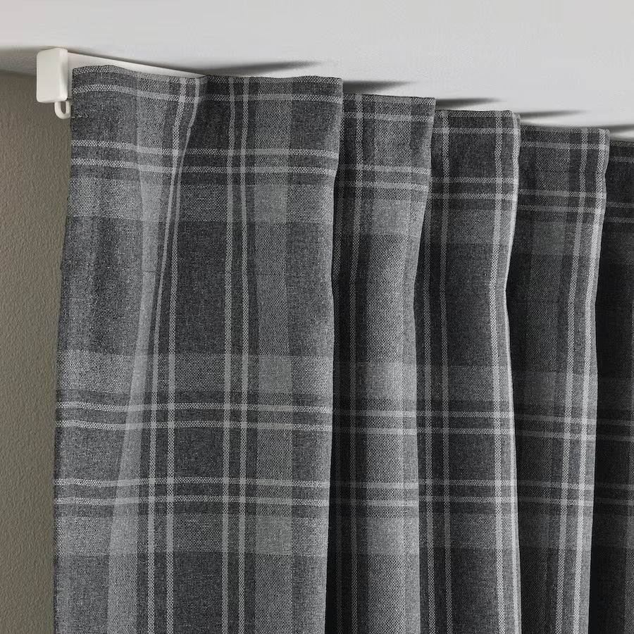 HÄGGVECKMAL Room darkening curtains, 1 pair, dark grey, 145x250 cm