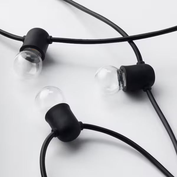 UTSUND LED lighting chain with 12 lights, outdoor/battery-operated black