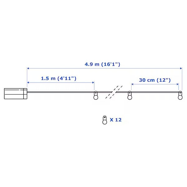 UTSUND LED lighting chain with 12 lights, outdoor/battery-operated black
