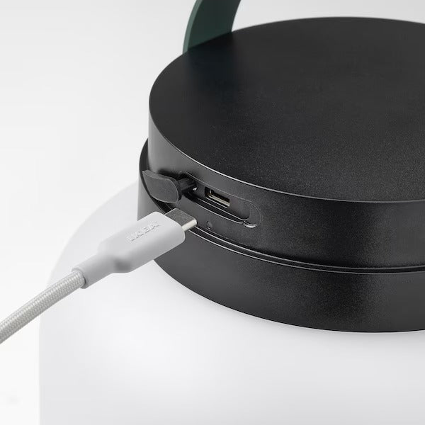 New LÄNSPORT LED portable lamp, battery operated, white/dark grey, 22 cm