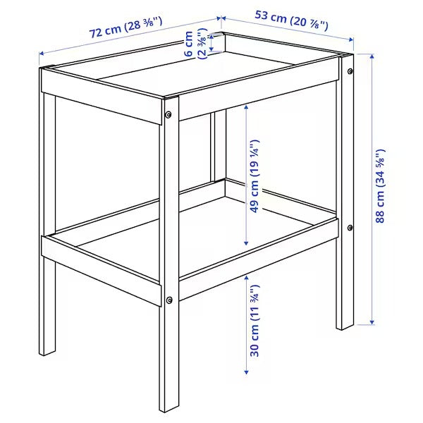 SNIGLAR Changing table, beech/white, 72x53 cm