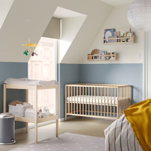 SNIGLAR Changing table, beech/white, 72x53 cm