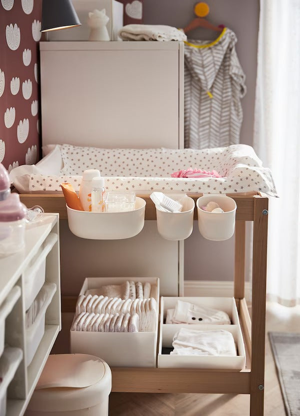 SNIGLAR Changing table, beech/white, 72x53 cm