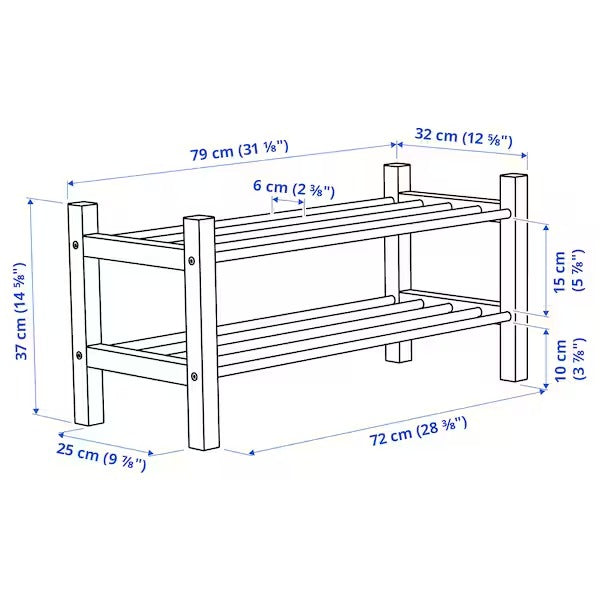 TJUSIGShoe rack, black, 79x32x37 cm