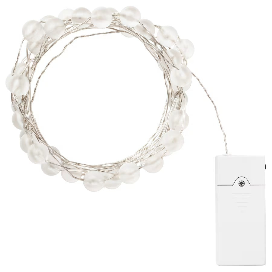 SNÖYRA LED lighting chain with 40 lights, indoor/battery-operated silver-colour
