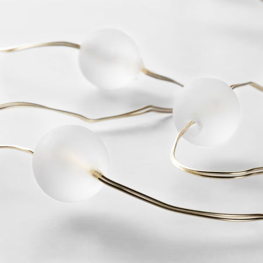 SNÖYRA LED lighting chain with 40 lights, indoor/battery-operated silver-colour