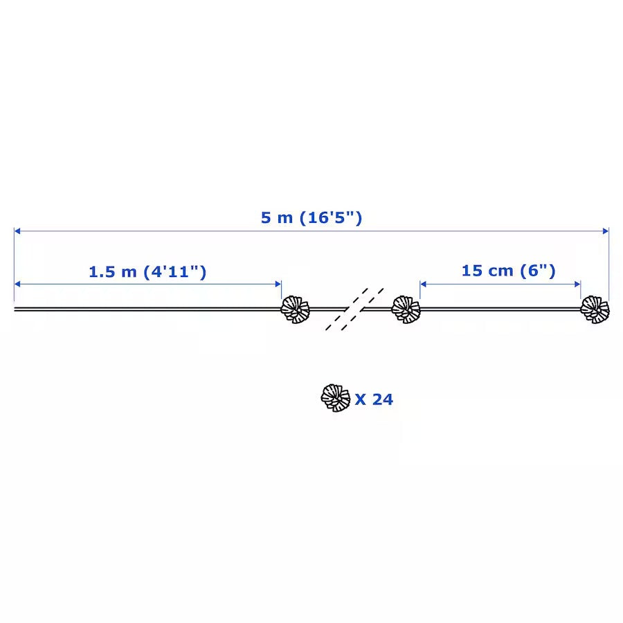 LIVSÅR LED lighting chain with 24 lights, indoor/tulle white