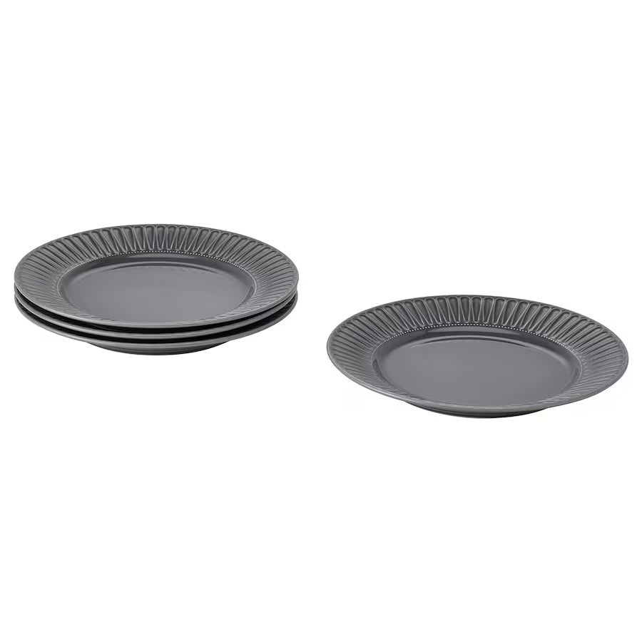 STRIMMIG Plate, stoneware grey, 27 cm