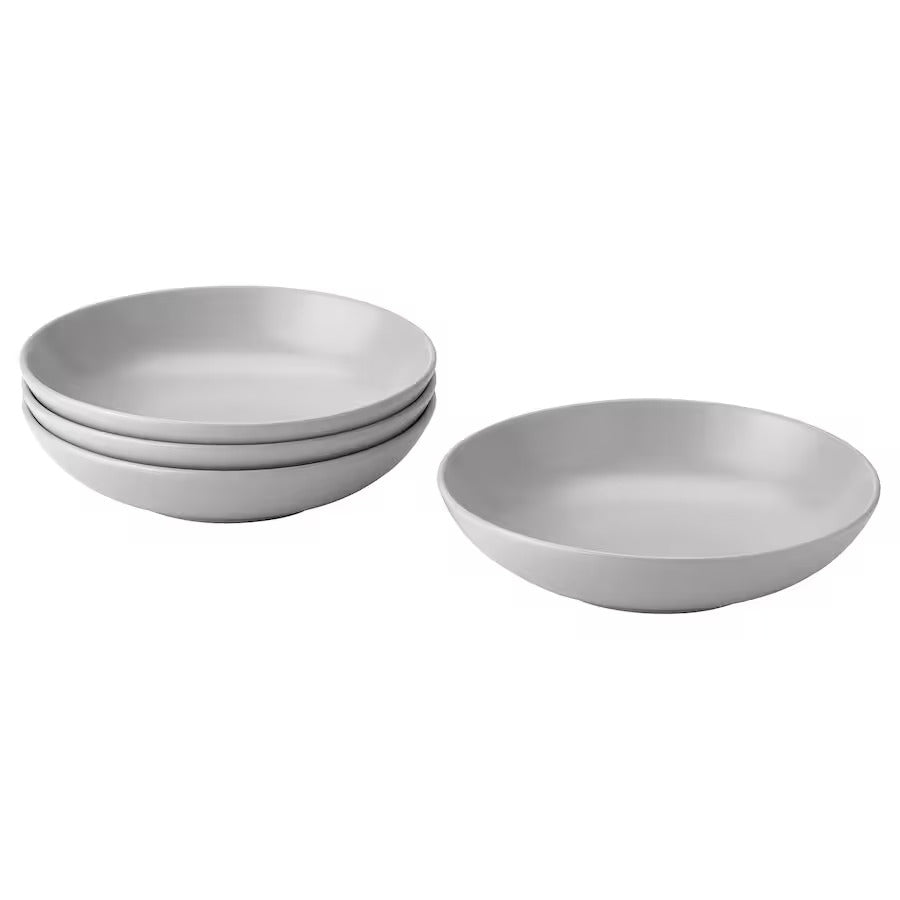 FÄRGKLAR Deep plate, matt light grey, 19 cm