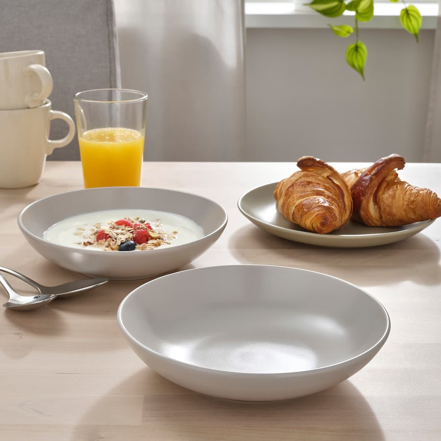FÄRGKLAR Deep plate, matt light grey, 19 cm