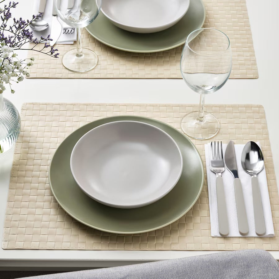 FÄRGKLAR Deep plate, matt light grey, 19 cm