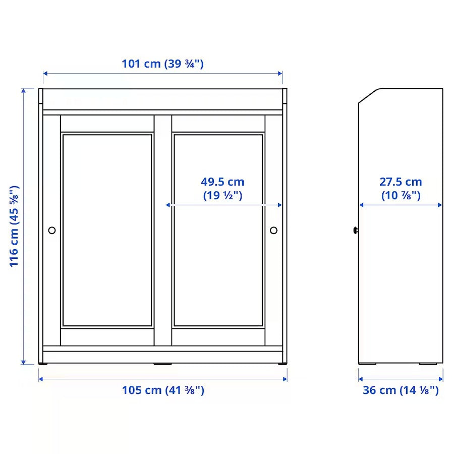 HAUGA Glass-door cabinet, white, 105x116 cm