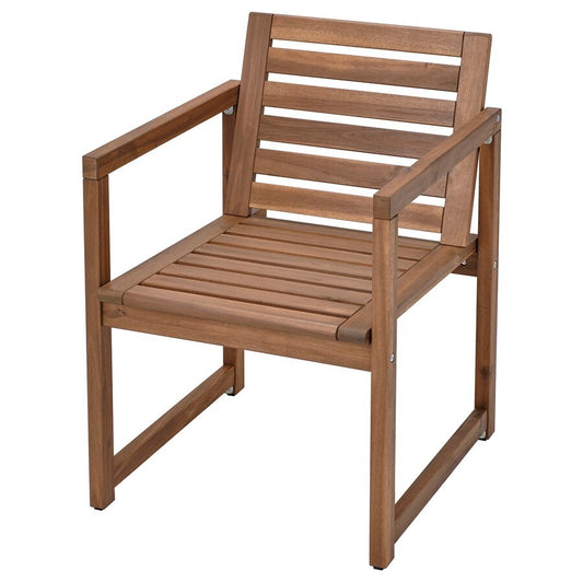 NĂMMARĂ Chair with armrests, outdoor, light brown stained