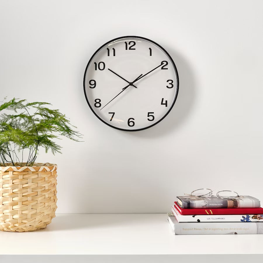 PLUTTIS Wall clock, black, 28 cm(Cycle Shop)