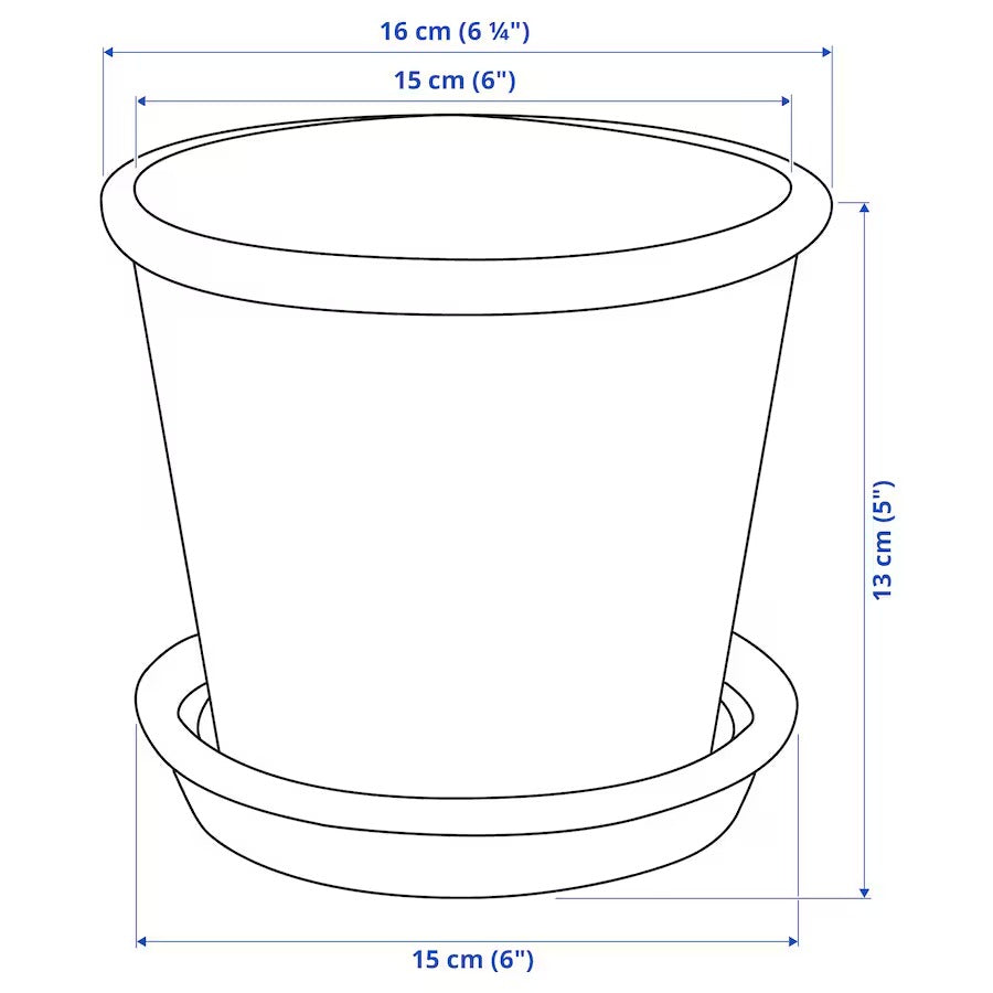 MUSKOTBLOMMA Plant pot with saucer, in/outdoor terracotta, 12 cm