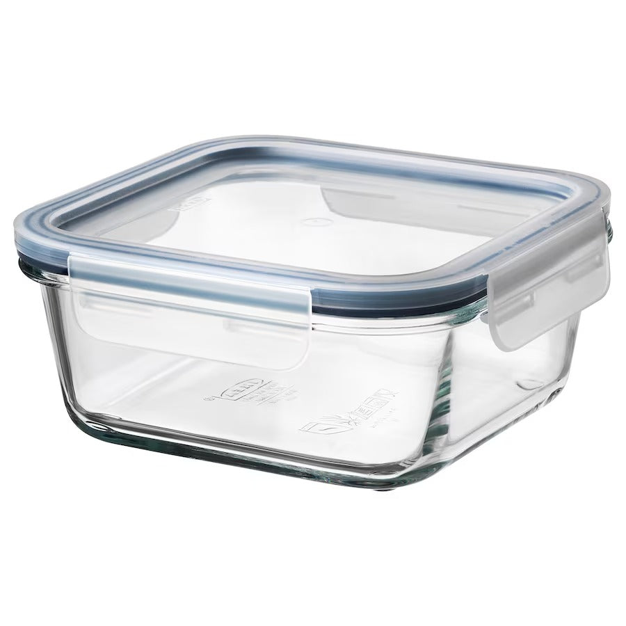 IKEA 365+ Food container with lid, square glass/plastic, 600 ml