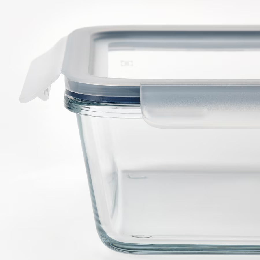 IKEA 365+ Food container with lid, square glass/plastic, 600 ml