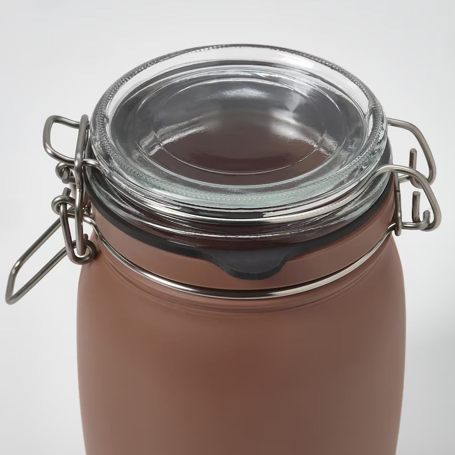 KORKEN Jar with lid, brown-red, 1 l