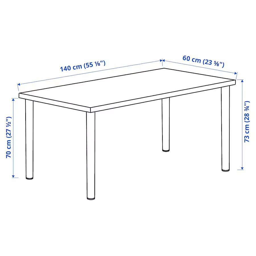 LAGKAPTEN / ADILS Desk, white stained oak effect/black, 140x60 cm