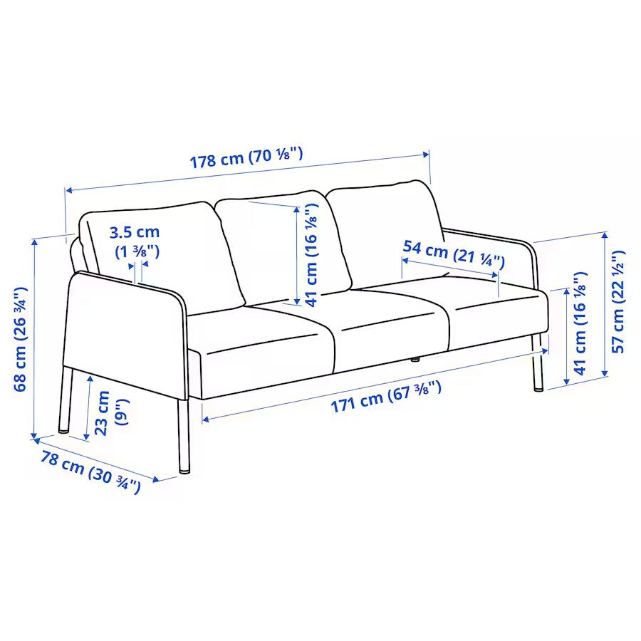 GLOSTAD 3-seat sofa, Knisa medium blue
